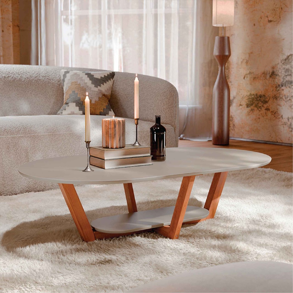 MESITA DE CENTRO ELEGANCE# 10301# OFF WHITE/NATURE 120X68X35CM 