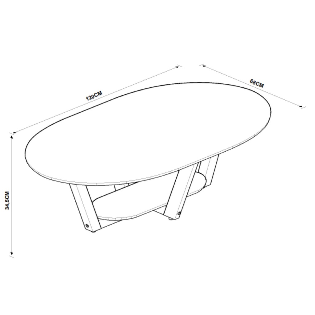MESITA DE CENTRO ELEGANCE# 10301# OFF WHITE/NATURE 120X68X35CM 