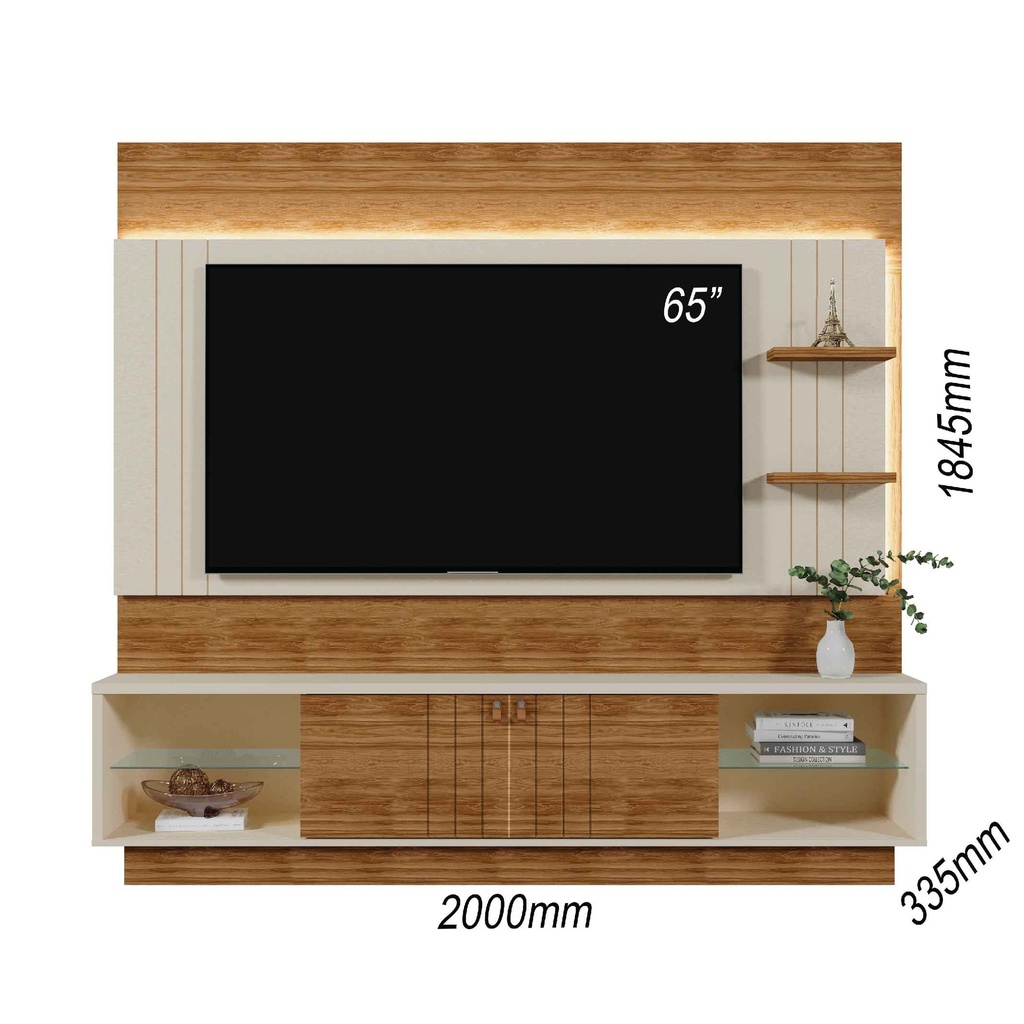 CENTRO DE ENTRETENIMIENTO HOME GUAIBA# 2001161#COLOR 782 PEROLA METALIZADO# 200X184X33CM 