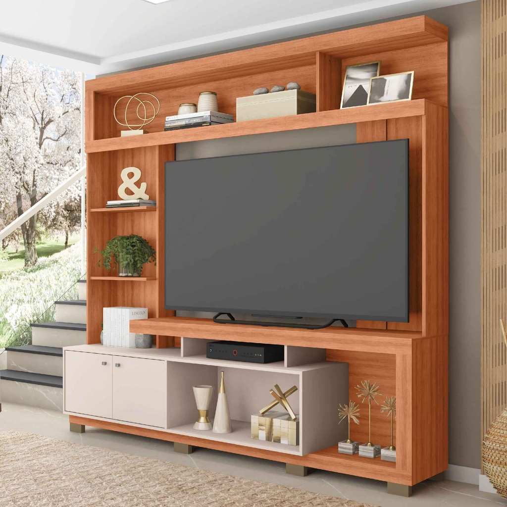 CENTRO ENTRETENIMIENTO FORMOSA #FREIJO/OFF WHITE#210X44X207CM
