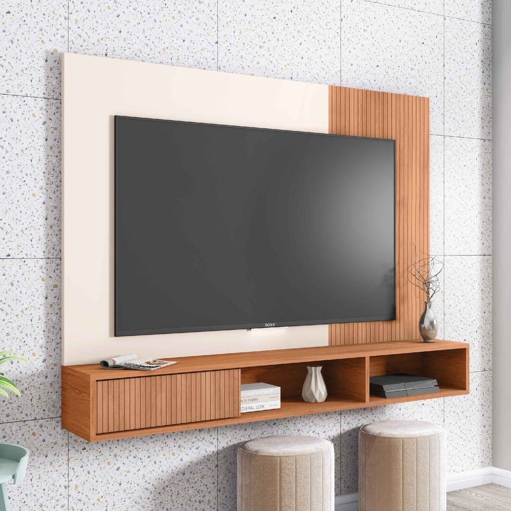 PANEL P/TV RITMO# FREIJO/OFF-WHITE# 136X26X108CM