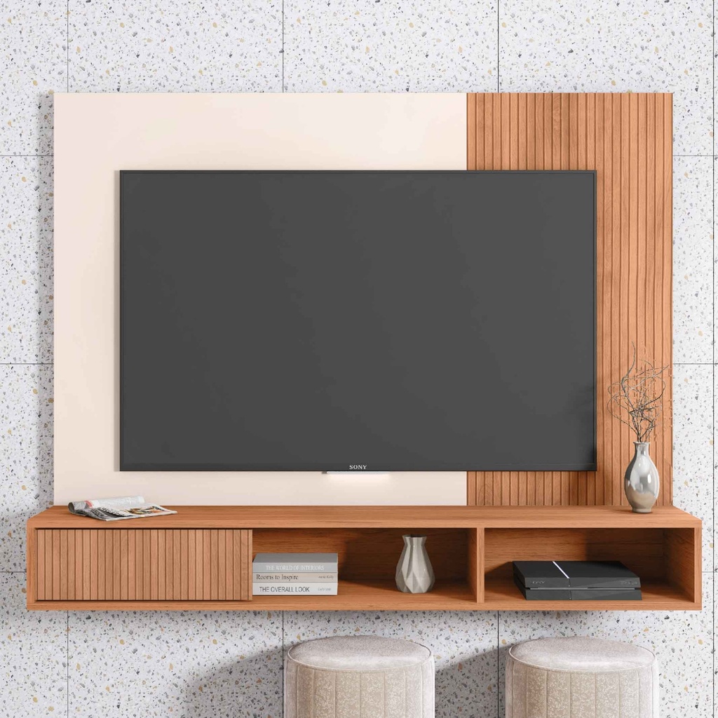 PANEL P/TV RITMO# FREIJO/OFF-WHITE# 136X26X108CM