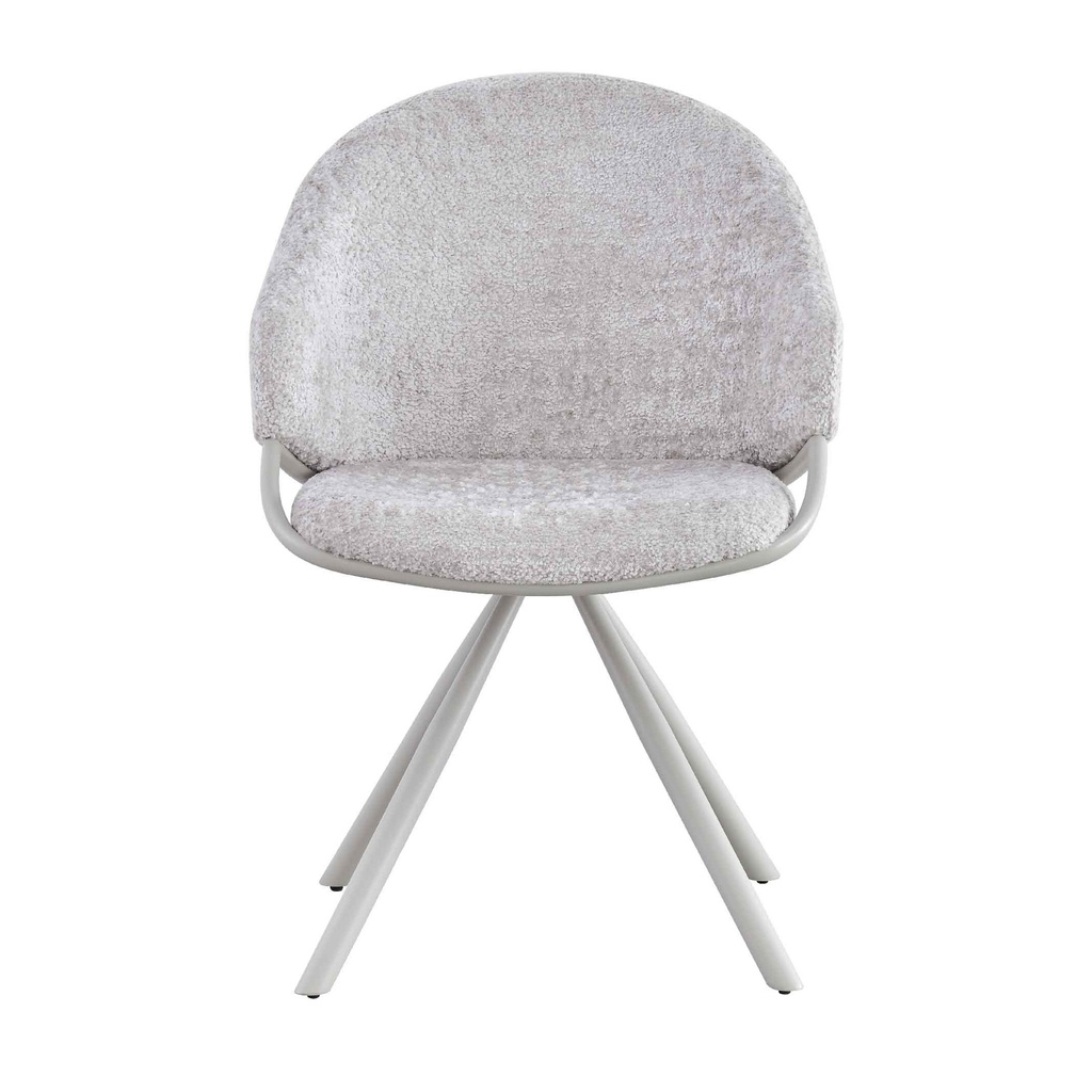 SILLA DE COMEDOR CY-66# TELA 2338-3# BEIGE PATAS METAL COLOR NATURAL