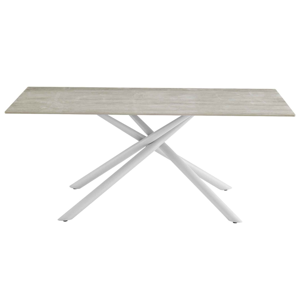 MESA COMEDOR RECT DT1603# 180X100X76CM BEIGE# CERAMICA C/ PATA DE METAL 