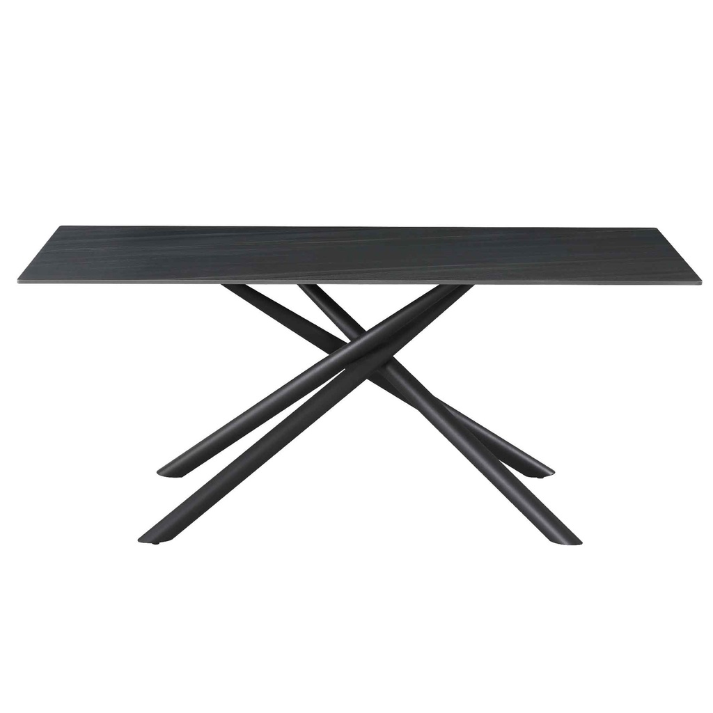 MESA COMEDOR RECT DT1603# 180X100X76CM DARK GREY# CERAMICA C/ PATA DE METAL 