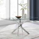MESA COMEDOR VIDRIO DT7003# RECTANGULAR 160X90X75CM BASE METAL 2CJ