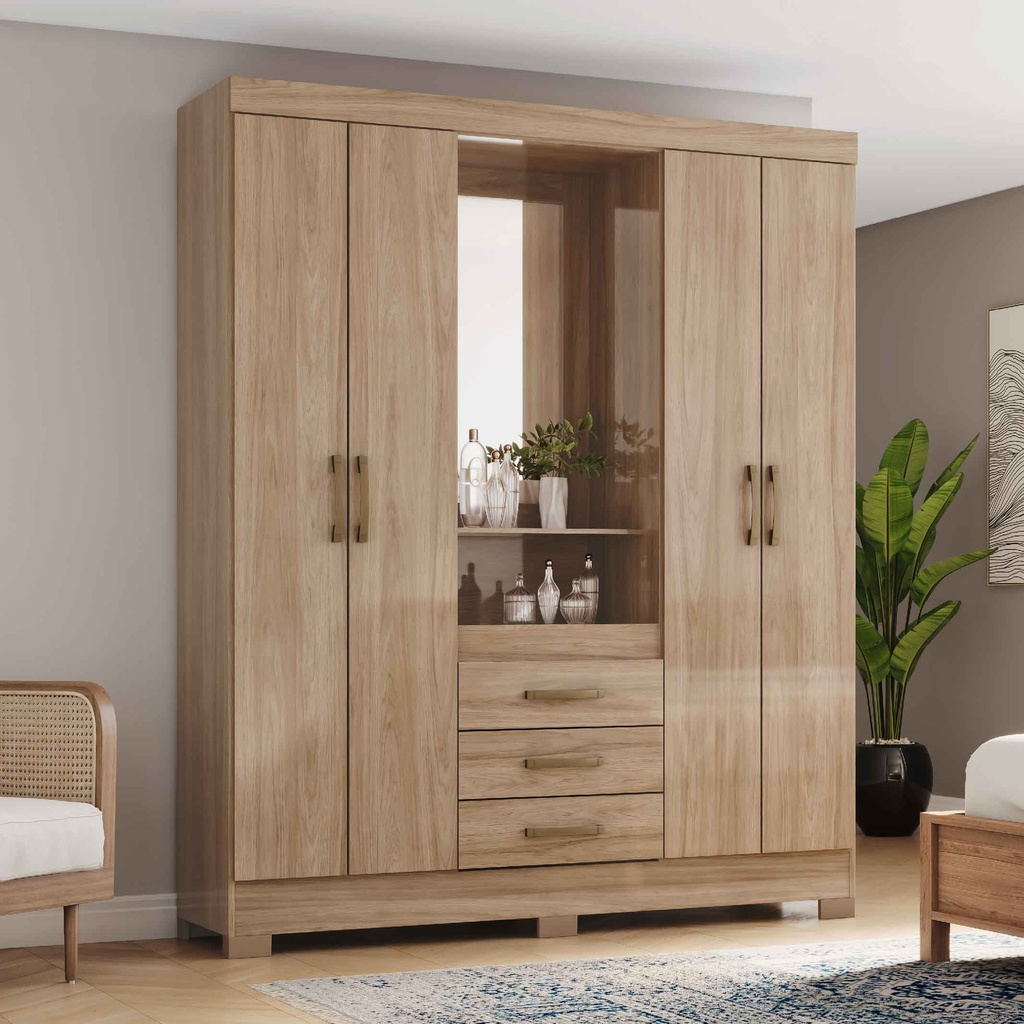 CLOSET B24-198# JEQUITIBA BRILLO# 4 PUERTAS/3GVT 200X163X46CM