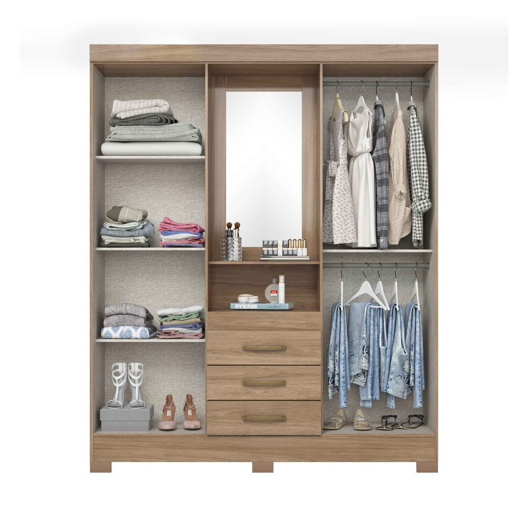 CLOSET B24-198# JEQUITIBA BRILLO# 4 PUERTAS/3GVT 200X163X46CM