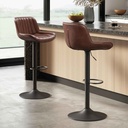 SILLA DE BAR AJUSTABLE ZS-607# VINIL CHOCOLATE OSCURO# BASE NEGRO