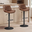 SILLA DE BAR AJUSTABLE ZS-607# VINIL CHOCOLATE OSCURO# BASE NEGRO