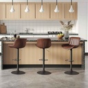 SILLA DE BAR AJUSTABLE ZS-607# VINIL CHOCOLATE OSCURO# BASE NEGRO