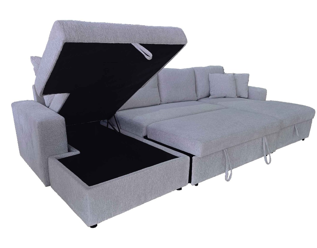 SOFA CAMA TELA L* CZS0025CA-SKD# CLEOP+2P+CLEOP SH4550B-12# GRIS C/ ALMACENAJE