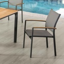 SILLA ALU RY-8103S# RESP/MALLA C/ BASE GRIS OCURO C/ POLYWOOD EN BRAZO