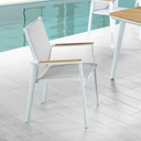 SILLA ALU RY-8092S# RESP/MALLA C/ BASE BLANCO C/ POLYWOOD EN BRAZO