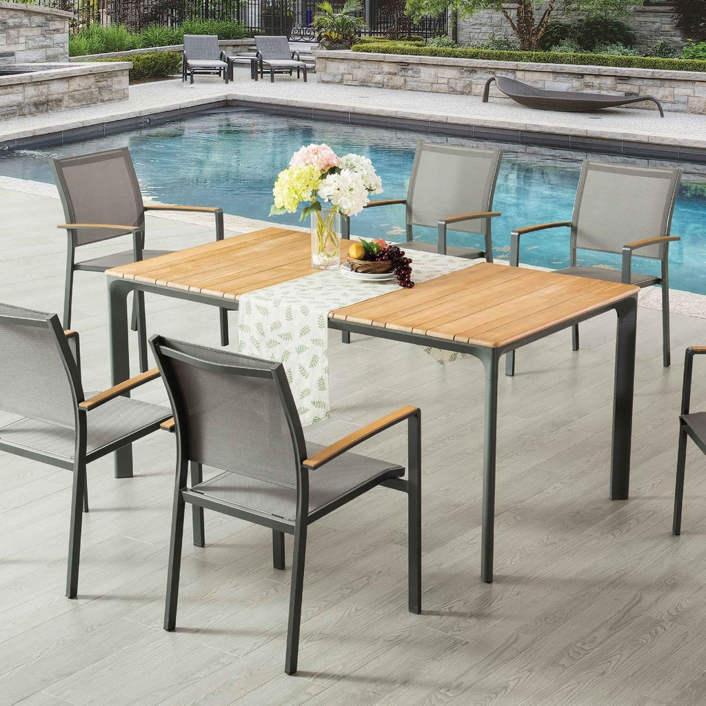 MESA ALU RY-8103S# RECT 160X90X75CM GRIS OSCURO SOBRE POLYWOOD