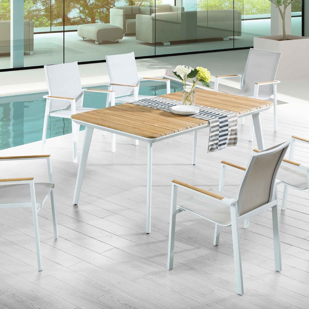 MESA ALU RY-8092S# RECT 160X90X75CM BLANCA SOBRE POLYWOOD