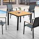 MESA ALU RY-8108S# CUADRADA 93X93X75CM GRIS OSCURO SOBRE POLYWOOD