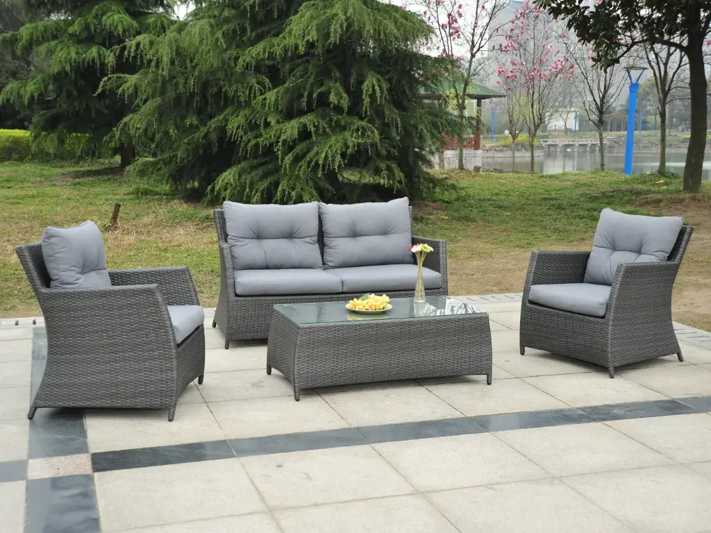 MIMBRE SOFA BYD-Z0192W# 2+1+1+MESITA1323 BM7447# GRIS BASE ALUMINIO