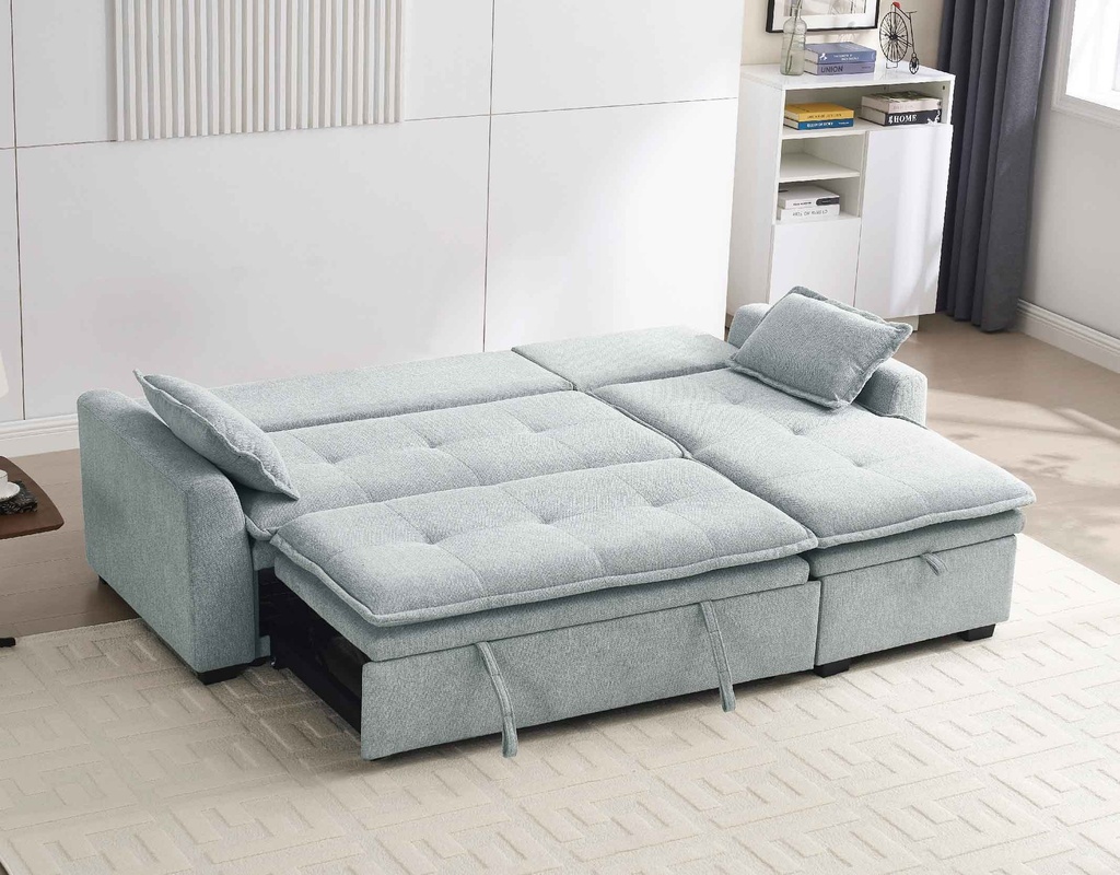 SOFA CAMA TELA L* MLM-110260# COLOR XT-13 GREY# C/ ALMACENAJE EN CLEO 2CJ
