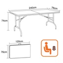 MESA PLEGABLE ZS-FH240A# RECT PLEGABLE POR LA MITAD 240X76X74CM