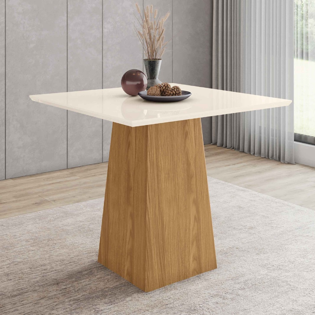 MESA COMEDOR DORA# S211-127# CUADRADO NATURE/ OFF WHITE 90X90X80CM 