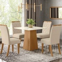 MESA COMEDOR DORA# S211-127# CUADRADO NATURE/ OFF WHITE 90X90X80CM 