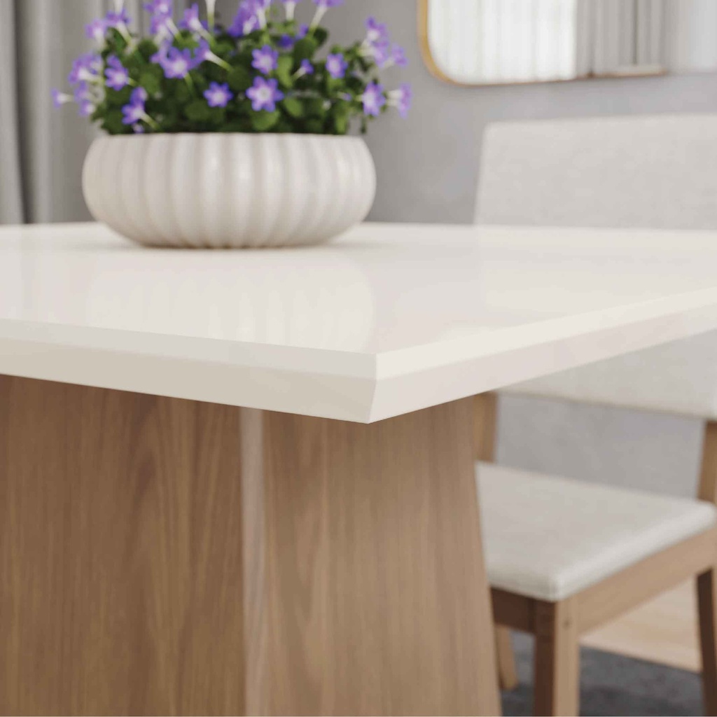 MESA COMEDOR DORA# S211-127# CUADRADO NATURE/ OFF WHITE 90X90X80CM 