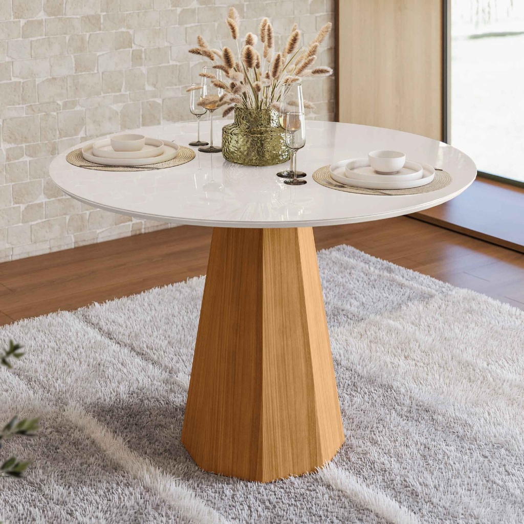 MESA COMEDOR ISIS# 965# REDONDA YPE /OFF WHITE# 117X79CM