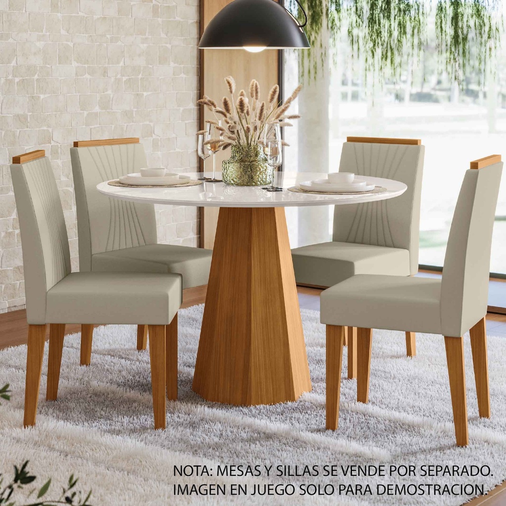 MESA COMEDOR ISIS# 965# REDONDA YPE /OFF WHITE# 117X79CM