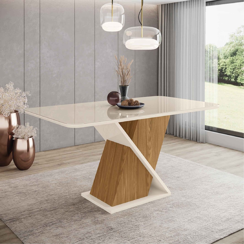 MESA COMEDOR SOLUS# SC27-127# NATURE/OFF WHITE 160X90X80CM