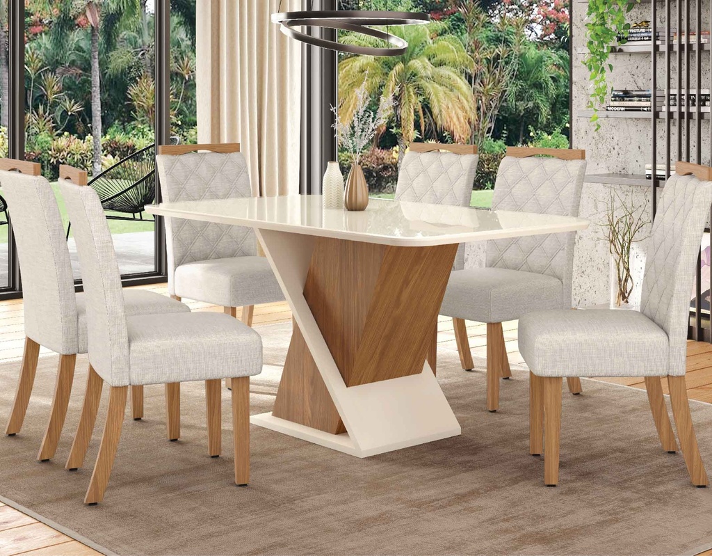 MESA COMEDOR SOLUS# SC27-127# NATURE/OFF WHITE 160X90X80CM