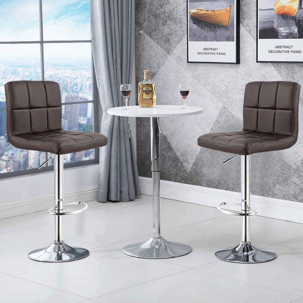 SILLA DE BAR AJUSTABLE WY-451# VINIL COLOR CHOCOLATE BASE METAL