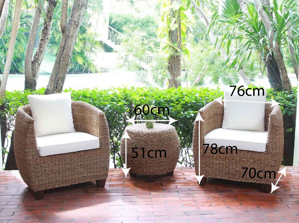 MIMBRE MESA NATURAL CELESTE# C/2SILLAS REDON+4COJ/BLANCO KS
