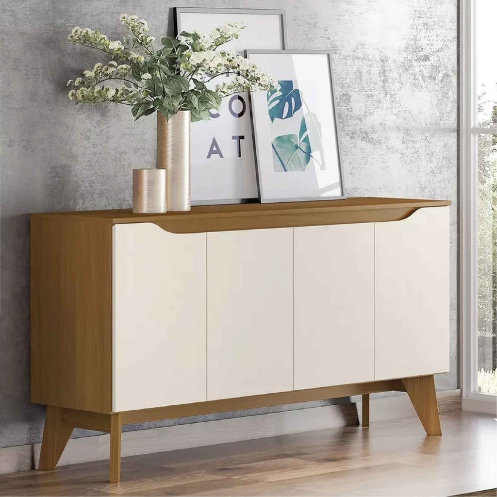 BUFETERO QUARTZO# S351-127# NATURE/OFF WHITE 4PUERTAS 150X39X80CM