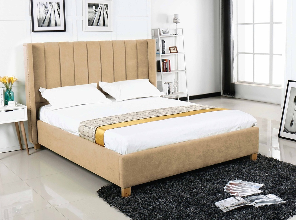 CAMA QUEEN 1.53X2.03M ML1804# TELA UF860-03B# CAMEL/BEIGE 3CJ