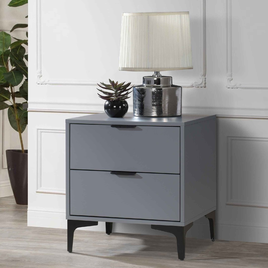 MESITA DE NOCHE BBT3159# A1 10071# 2/GV GRIS PTA/NEGRO 50X45X50CM