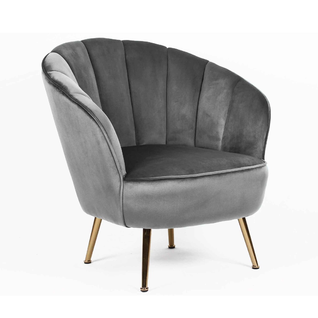 SILLA POLTRONA QH-8949# TELA GRIS VELVET HLR-23# METAL GOLD