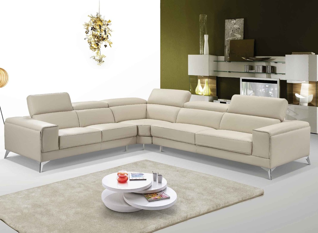 SOFA CUERO/VINIL L* FD2773# 3P+ESQ+2P IZQ 642# BEIGE +PATAS