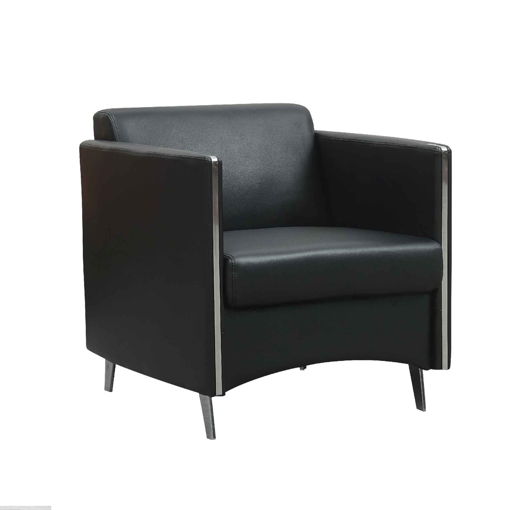 SOFA OFICINA VINIL XP-113# 1PUESTO NEGRO PATAS METAL