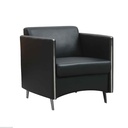 SOFA OFICINA VINIL XP-113# 1PUESTO NEGRO PATAS METAL