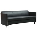 SOFA OFICINA VINIL XP-113# 3 PUESTO NEGRO PATAS METAL