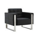 SOFA OFICINA VINIL XP-775# 1 PUESTO NEGRO PATAS METAL