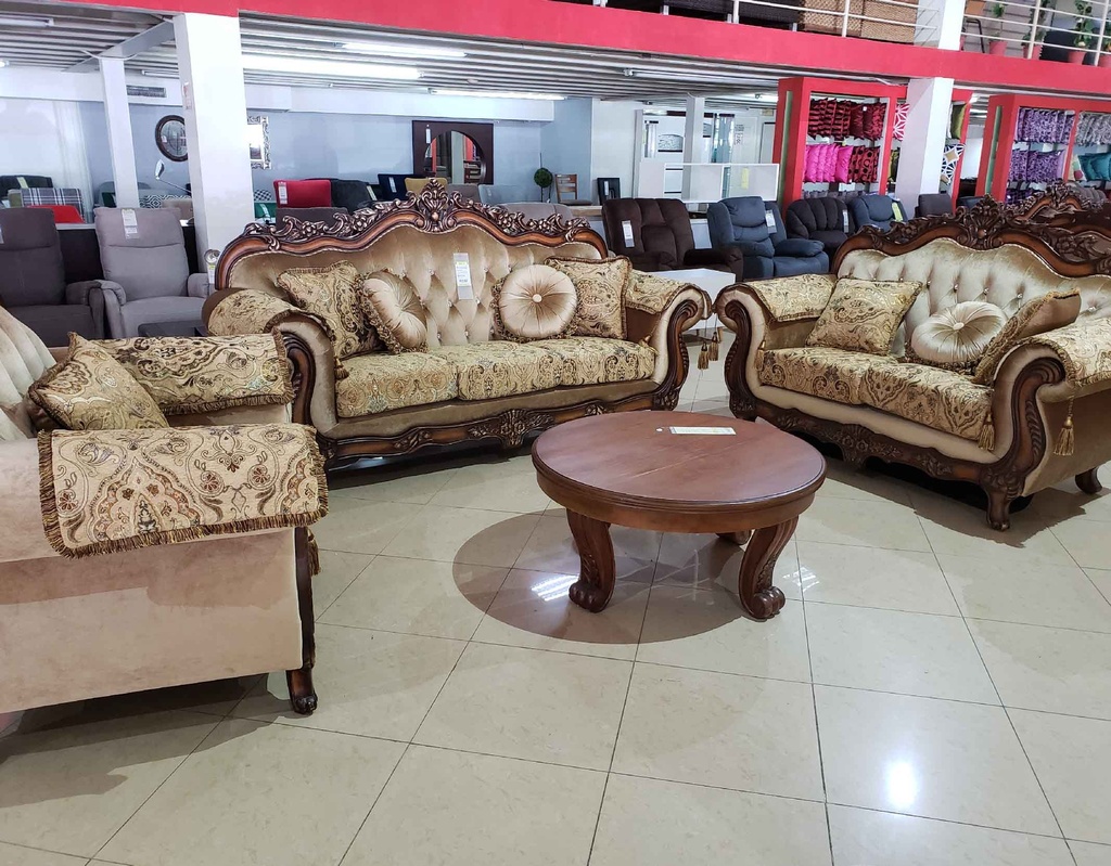 SOFA TELA B107# 1+2+3 MARCO MADERA 143-1A# 787# TELA CREMA