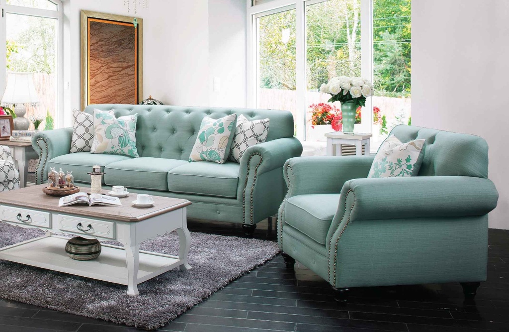 SOFA TELA XF-112# E6124# 3+2 PUESTOS VERDE AQUA
