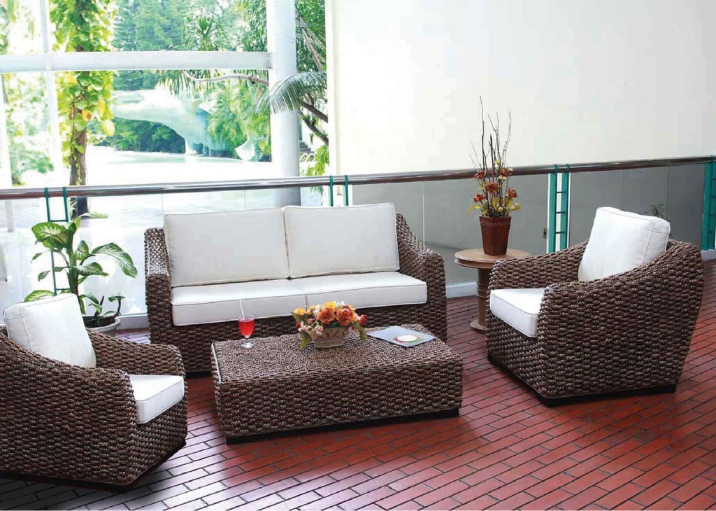 MIMBRE SOFA NATURAL MONTRIAL# 2+1+1+MESITA+8COJ/CREMA