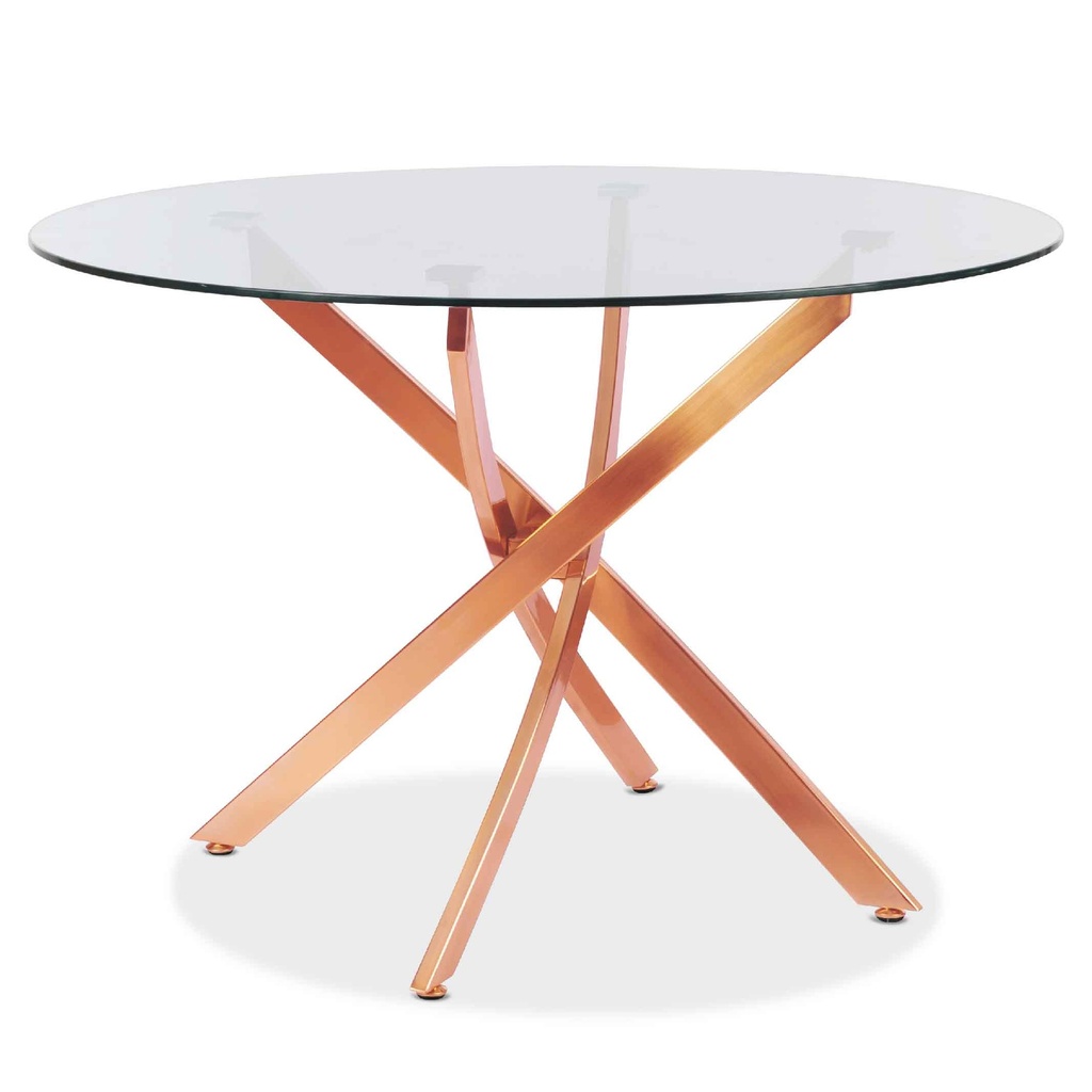 MESA COMEDOR VIDRIO F-497-1# REDON 110X75CM ROSE GOLD  2CJ