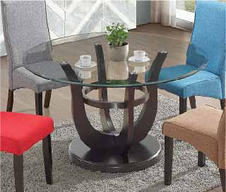MESA COMEDOR VIDRIO GT-4848(LOTUS) REDON 150CM CAPUCCINO 2CJ