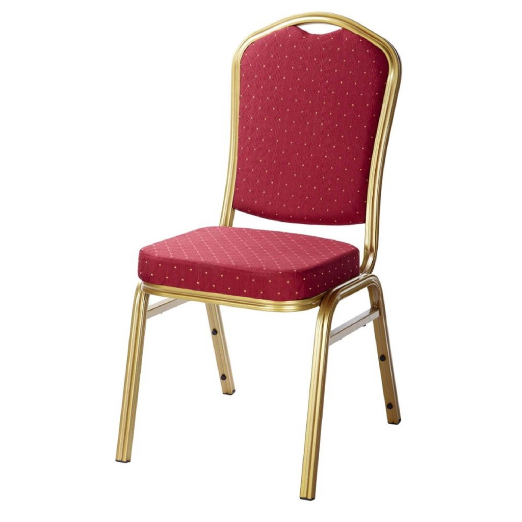 SILLA METAL TQ-C605/MF004# MC/DORADO TAPIZ ROJO TUBO 25X25