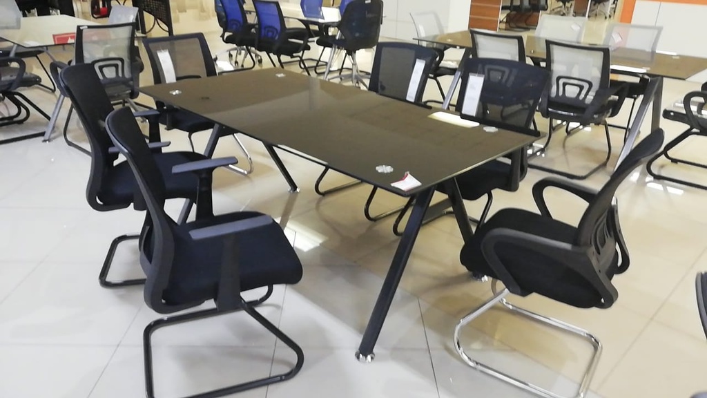 MESA DE CONFERENCIA BC-28# C/VIDRIO BASE GRIS