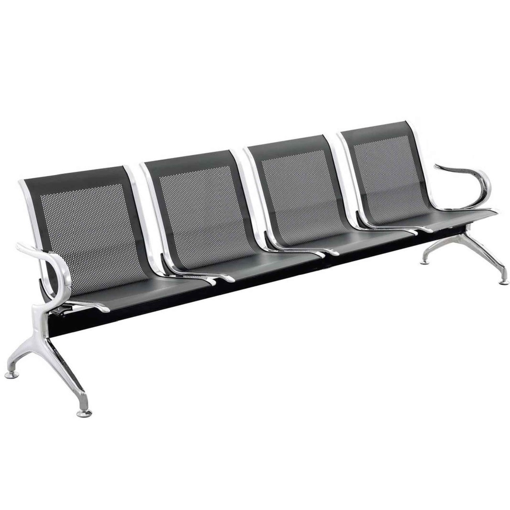 SOFA OFICINA METAL B04# 4 PUESTOS NEGRO TODO METAL